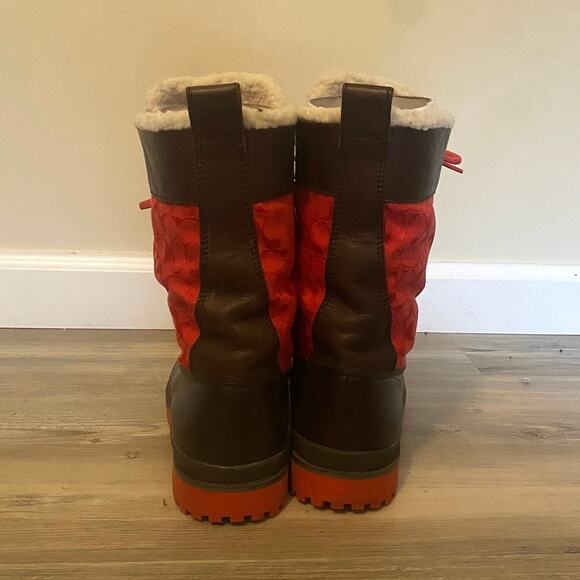 NWT Coach Laura Boots Women Size 9 Orange/Brown Rubber Duck Wool Lined - Picture 4 of 9